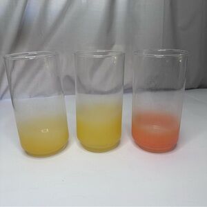MCM Frosted Blendo Ombre Frosted Cups Libbey Glass Tumbler 3pc Drink Set